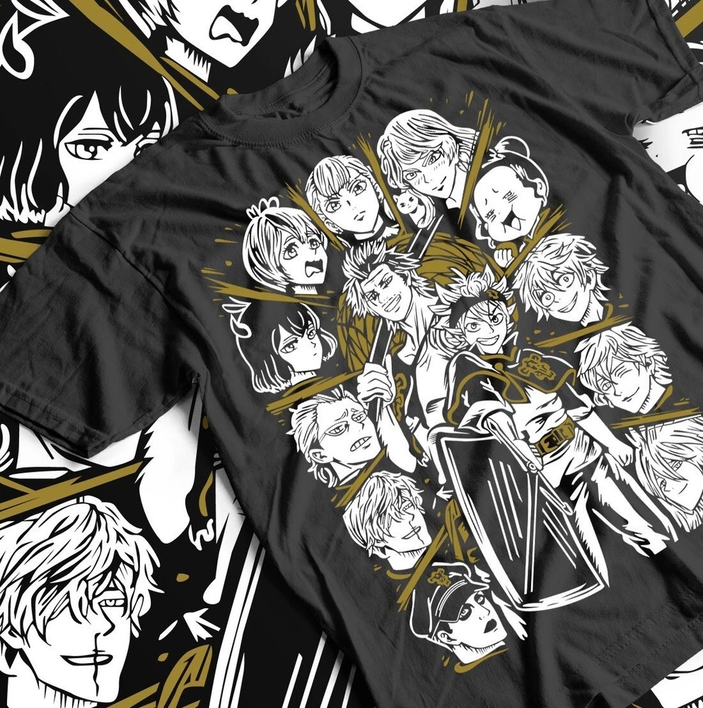 Black Clover T-Shirt Asta Yuno Anime Manga Girl Gifts Shirt Black S-5XL