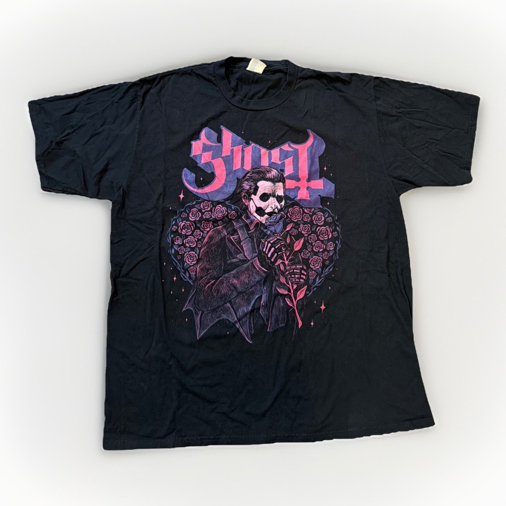 Port & Company Ghost Bouquet IV Classic T-Shirt XL Black Purple Pink Graphic