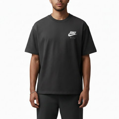 Nike T Shirts Men’s Black Gray Color Crew Neck Moderate IQ8148-060 Size