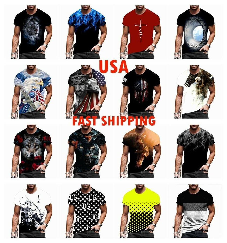 Men T Shirt Streetwear Graphic Print Short Sleeve Casual Novelty Classic Fit Tee
