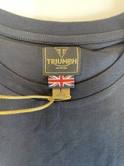 Triumph T-Shirt Mens Large Bamburgh Jet Black Spellout Logo Short Sleeve Casual