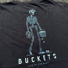 Travis Mathew BUCKETS Golf Shirt Mens XL Black Funny Cotton Driving Range