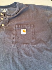 Carhartt K84 Workwear Loose Fit Short-Sleeve Henley T-Shirt with Pocket. Used bu