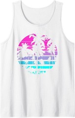 Retro Eighties 80s & 90s Beach Style design with palm trees Tank Top
