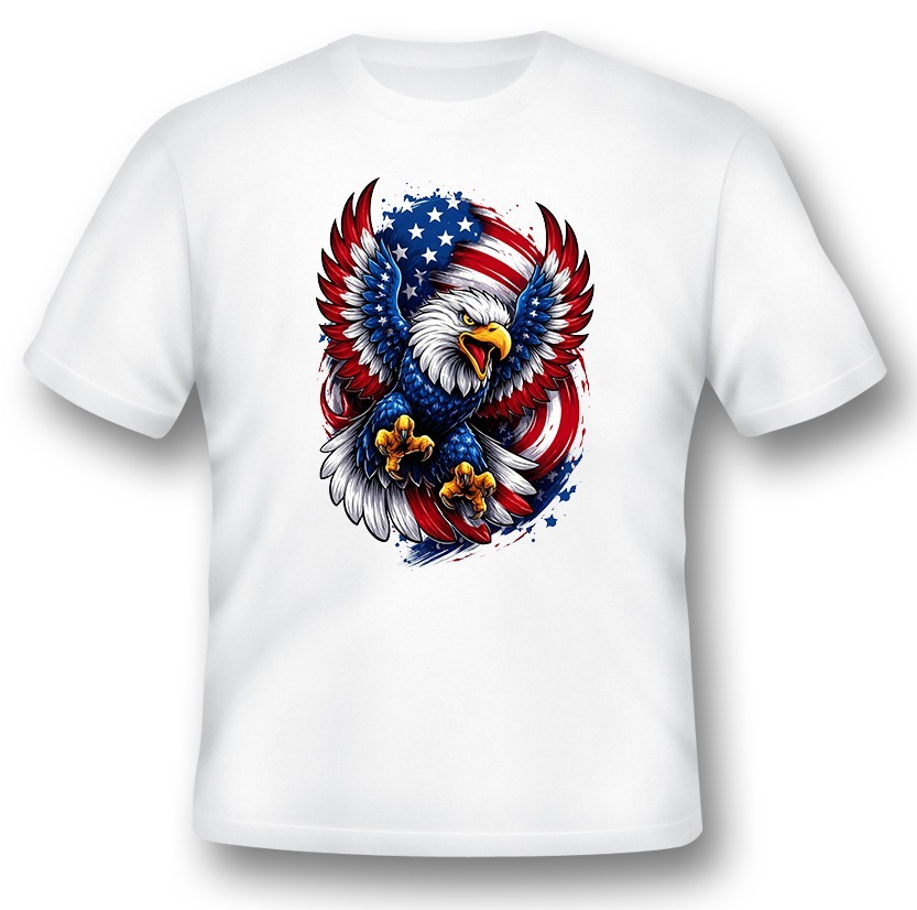 American Eagle Red white and blue eagle american flag design. Black or white tee