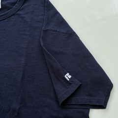 Vintage Russell Athletic Blank Navy Blue Ribbed Collar T Shirt Size Men’s XL
