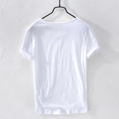 2026 New Mens T Shirt Pure Color V Collar Short Sleeved Tops Tees Men T-Shirt.
