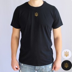 Ukraine Tryzub embroidered t-shirt men, Zelensky t-shirt Tryzub khaki black