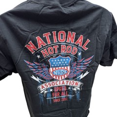 NHRA Drag Racing Vintage Speed For All American Flag Black T-Shirt