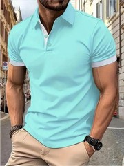 Men’s Breathable Summer Stripe Polo Shirt Stylish Lightweight Casual Top Wear