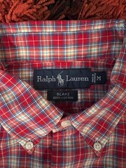 Ralph Lauren BLAKE Plaid Long Sleeve Shirt M 100% Cotton For 14Y+ Japan