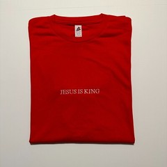 Jesus Is King Stitched T-Shirt – Embroidered Bible Christian Shirt – Gospel