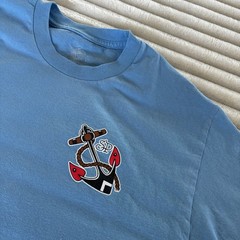 Suavecito tshirt -short sleeve light blue ,large back graphic-size large