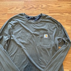Carhartt Force Olive Relaxed Fit Pocket Crew Neck Long Sleeve T-Shirt Men’s L
