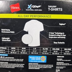 Hanes Shirt Mens Medium White X-Temp Tagless 3 Pack Stretch Mesh Performance