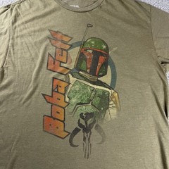 Star Wars Boba Fett Villain Graphic Distressed T-shirt Olive Green Men’s Size XL