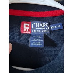 Chaps Ralph Lauren Mens XXL Long Sleeve Shirt Navy Blue White Red Colorblock TEE
