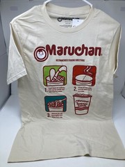 Maruchan T-Shirt Recommended Cooking Directions. Tan Color Short Sleeved Crew.