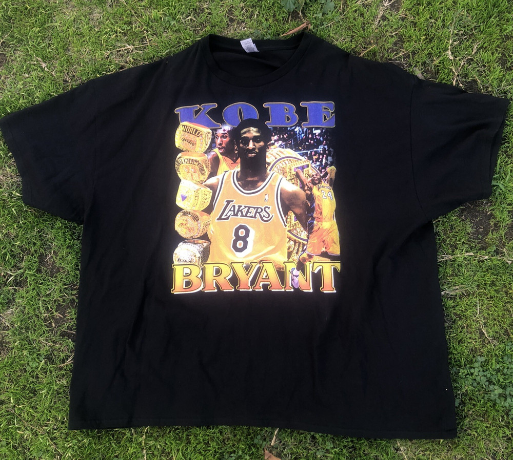 Kobe Bryant FIVE Championship Rings T-Shirt Sz 4XL Gildon Ultra Cotton