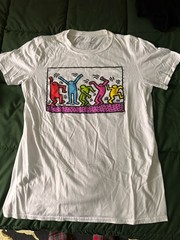 Keith Haring Foundation White Size Small Dancing Art Short Sleeve Shirt
