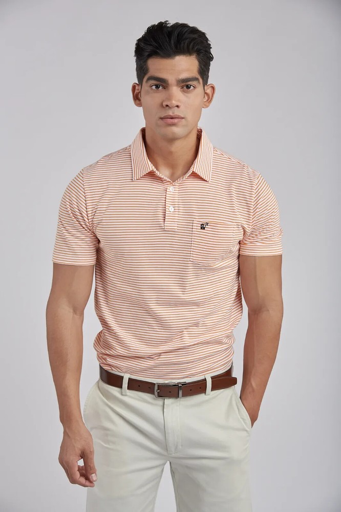 Polo Stripes for Men in beautiful Pima Cotton. Soft and comfortable with Logo