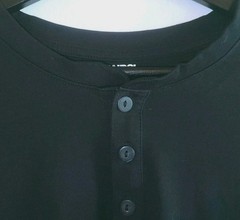 Lands’ End Mens XL Long Sleeve Henley Shirt Navy Blue