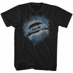 Back To The Future Movie DeLorean Flying Through Time Portal Men’s T Shirt