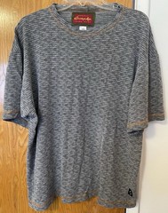 Vintage 90s Bronze Age Striped T Shirt Size M Skate Surf Tee USA Y2K Fish Logo