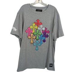 ETERNITY BC / AD short sleeve gray TShirt Tee colorful Celtic Crosses sz 2XL
