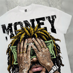 Oversized Hip Hop Graphic T Shirt Dollar Money Print Streetwear Tee Top for Men