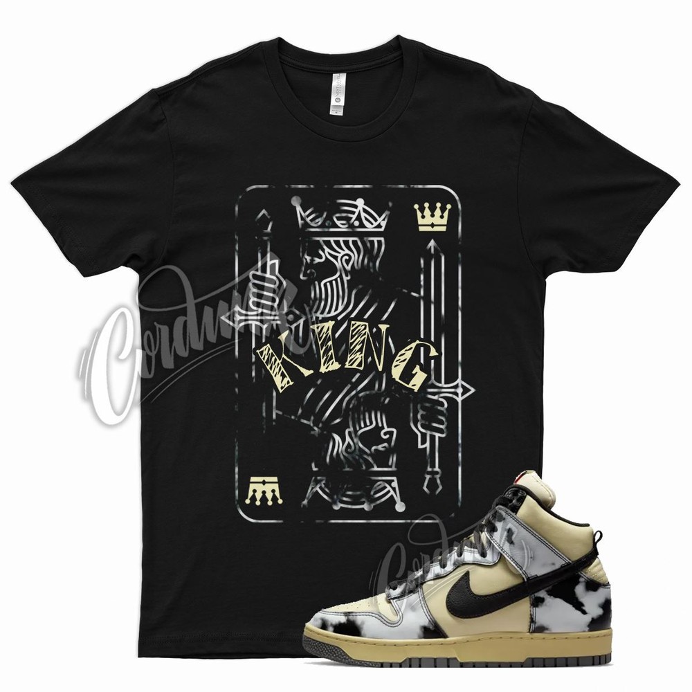 Black KING T Shirt for N Dunk High 1985 Black Acid Wash Yellowed Aged White