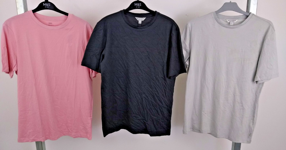Autograph M&S Men’s 3Pcs T-Shirts Size S Pink Grey Black Short Sleeve NEW
