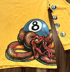 Vintage JNCO Jeans Long Sleeve Shirt XL Yellow 8 Ball Snake Graphic Y2K Made USA