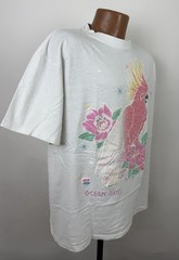 Vintage Florida Shirt Mens XL 90svTropical Bird T-shirt Lotus Flower Ocean Beach