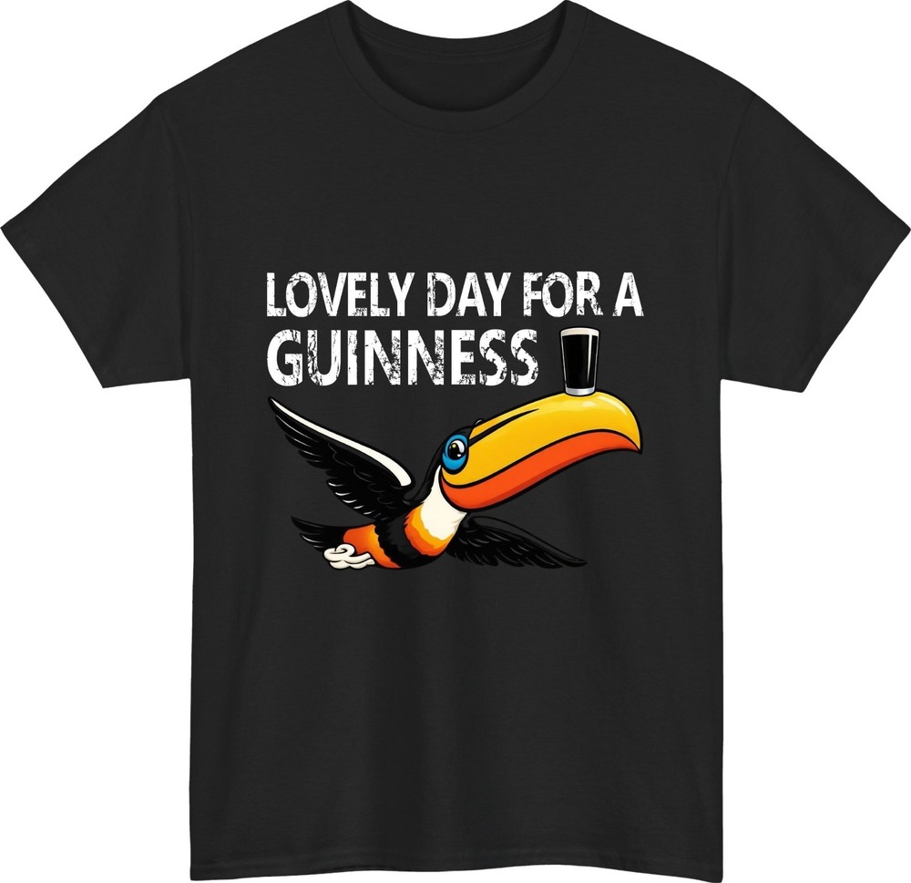 Lovely Day For A Guinness Retro Beer T-Shirt Toucan Vintage Bird Party Gift Top