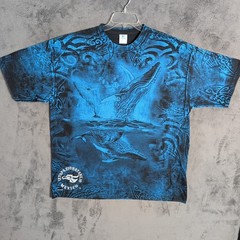 Ocean Whales Shirt Adult 2XL XXL Blue Graphic All Over Screen Print Mens