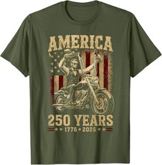 Vintage Abraham Abe Lincoln Riding a Motorcycle 250 Years T-Shirt