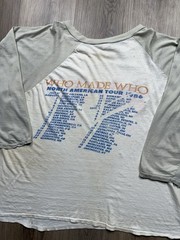 80s VINTAGE AC/DC Who Made Who Tour Raglan Band T-Shirt Size Large RARE Two Tone