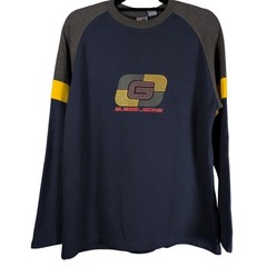 VTG 90s/Y2K NWT Guess Jeans Blue Yellow Long Sleeve Fleece Shirt Pullover XL