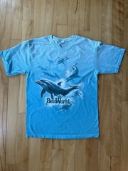 Vintage Y2K Seaworld Dolphin Nature Tie Dye T-Shirt Mens M Aquatic Shirt Blue