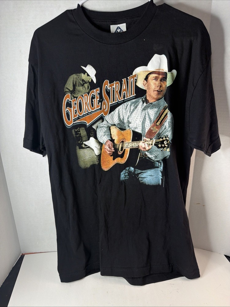 Vintage George Strait Shirt Adult L Black Crewneck Tee Country Music 90s Y2K