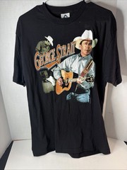 Vintage George Strait Shirt Adult L Black Crewneck Tee Country Music 90s Y2K
