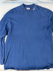 Vintage 90s Nike White Tag Navy Blue Mock Swoosh Long Sleeve Shirt
