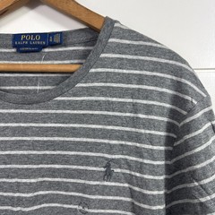 NWT Men’s Polo Ralph Lauren Custom Slim Fit Tee Shirt Gray Stripe Pattern sz XL