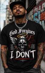 Mens Streetwear God Forgives I Dont Graphic Tee Shirt Pro Club Shakawear Skull