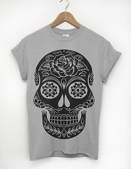 Dark Candy Skull Tshirt Full Print Men Clothing Indie Light Grey Charcoal Dope