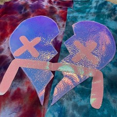Naes Garden Tie Dye Graphic T Shirt Broken Heart Novelty Tee M-L