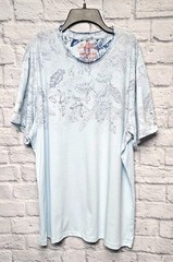 AMERICAN RAG XXL LIGHT BLUE TROPICAL FLORAL LEAF INSIDE OUT RAW EDGE SHIRT TEE