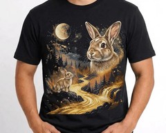 Comfort Tee Bunny Howling Moon Animal Graphic Tee Shirt