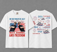 Funny Step Brothers 4th of July Shirt Boats Harbors Freedom Movie 2 Sided Tee